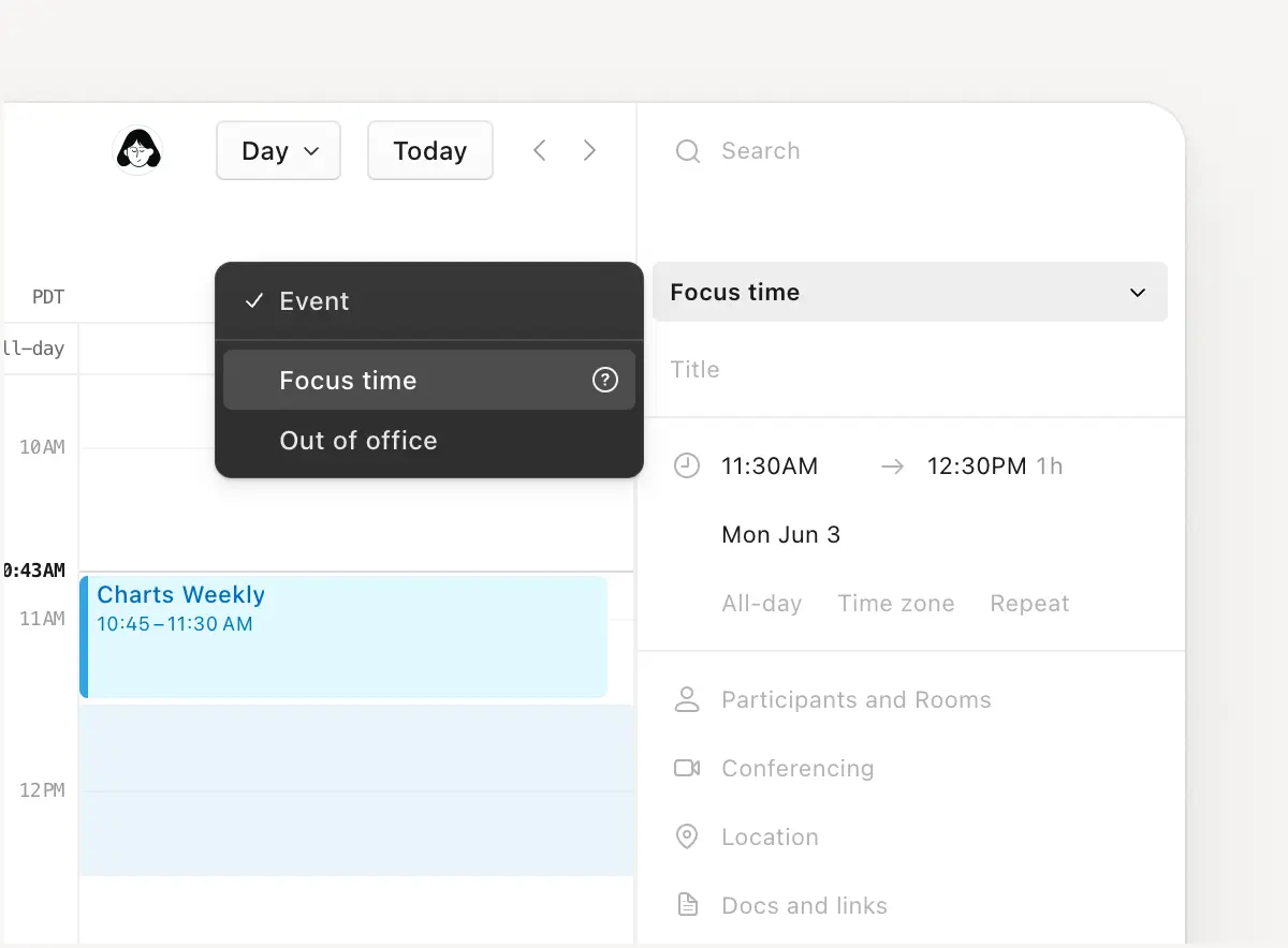 Focus time and OOOs